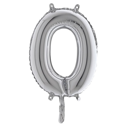 [D99130] Palloncino in mylar h.36cm numero "0" argento Big Party