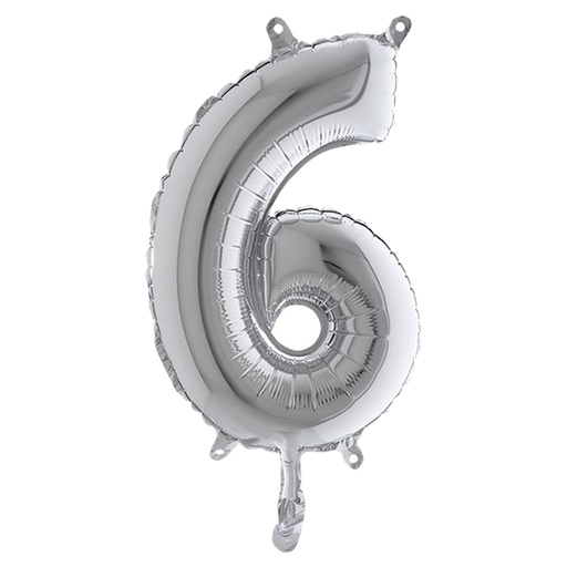 [D99136] Palloncino in mylar h.36cm numero "6" argento Big Party