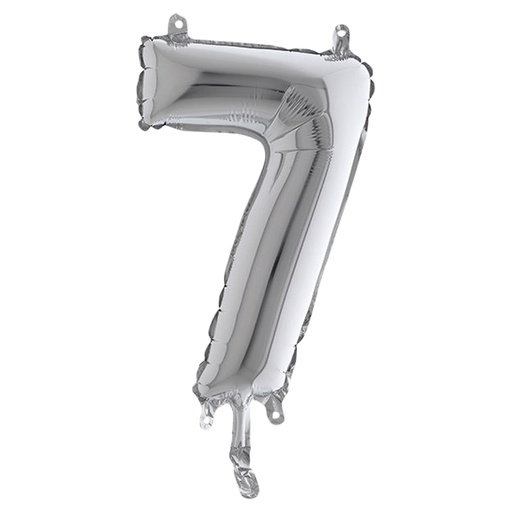 [D99137] Palloncino in mylar h.36cm numero "7" argento Big Party