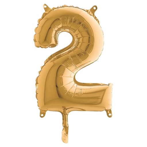 [D99142] Palloncino in mylar h.36cm numero "2" oro Big Party