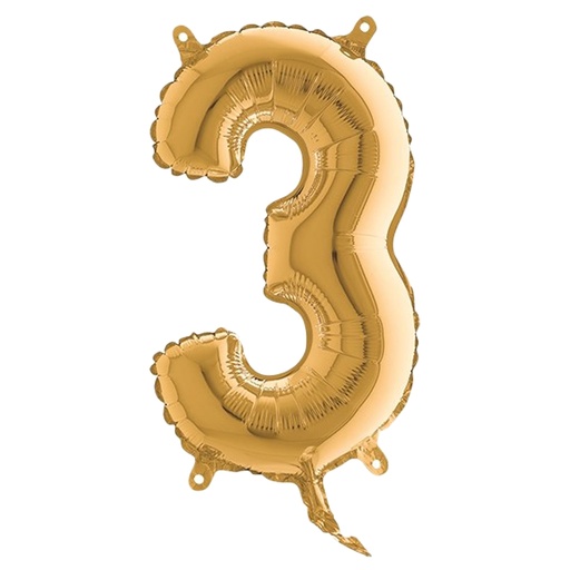 [D99143] Palloncino in mylar h.36cm numero "3" oro Big Party