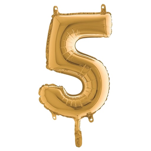 [D99145] Palloncino in mylar h.36cm numero "5" oro Big Party