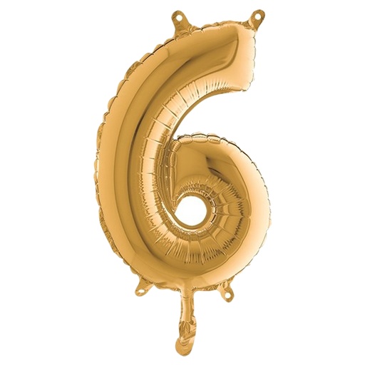 [D99146] Palloncino in mylar h.36cm numero "6" oro Big Party