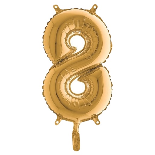 [D99148] Palloncino in mylar h.36cm numero "8" oro Big Party