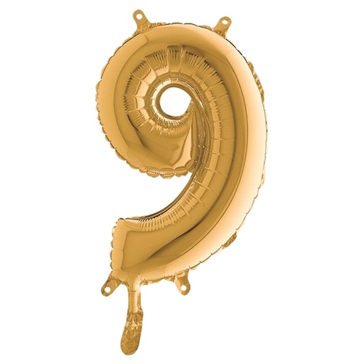 [D99149] Palloncino in mylar h.36cm numero "9" oro Big Party