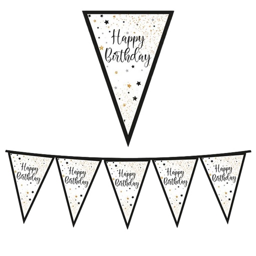 [D99166] Festone bandiere Happy Birthday lungh.3mt Big Party