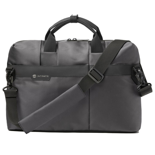 [D99202] Borsa Office Bag Job slim dim.43x33x10cm tessuto tecnico antracite INTEMPO