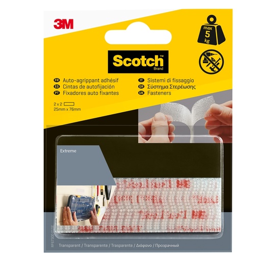 [D99231] BLISTER 2 COPPIE SISTEMI DI FISSAGGIO TRASPARENTI 761DC Dual Lock 3M