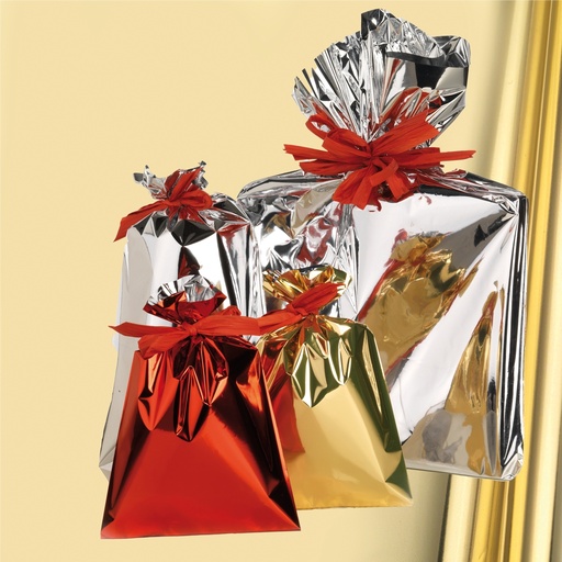[D99285] 25 buste regalo ppl metal lucido 50x75cm oro senza patella adesiva