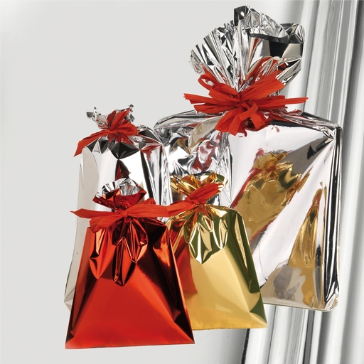 [D99287] 25 buste regalo ppl metal lucido 50x75cm argento senza patella adesiva