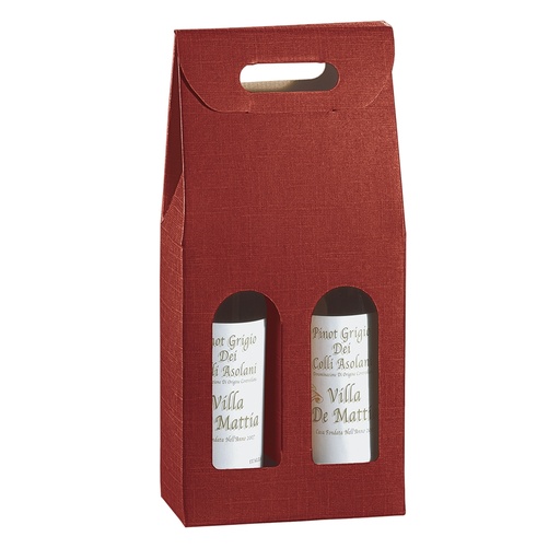 [D99302] Scatola 2 bottiglie 180x90x385mm Seta bordeaux Scotton
