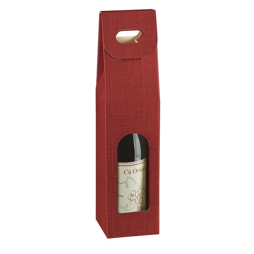 [D99303] Scatola 1 bottiglia 90x90x385mm Seta bordeaux Scotton