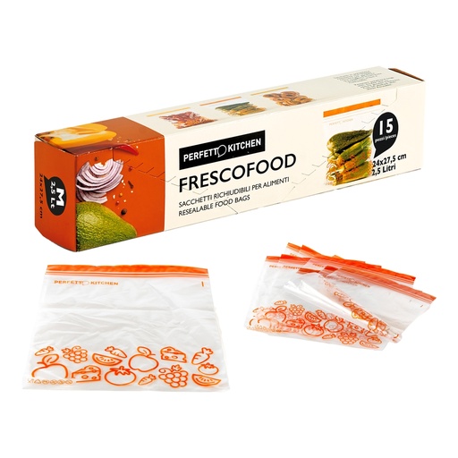 [D99349] Conf. 15 buste per alimenti Medium 24xh.27,5cm FrescoFood Perfetto