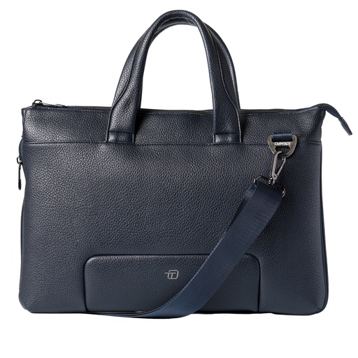 [D99389] Borsa c/manici espandibile Gate Trended ecopelle dim.41x30x7cm blu InTempo