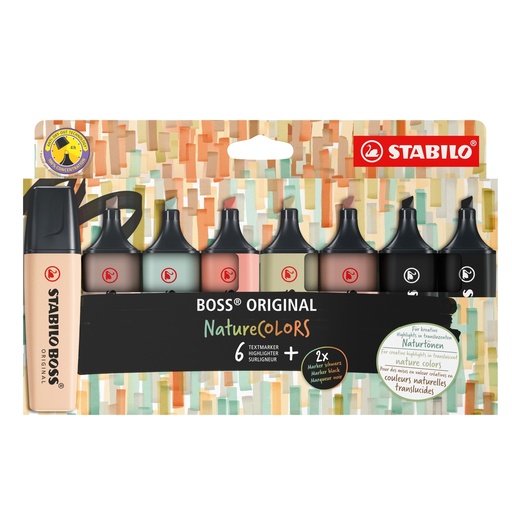 [D99519] Astuccio 8 evidenziatori Stabilo Boss NatureColors