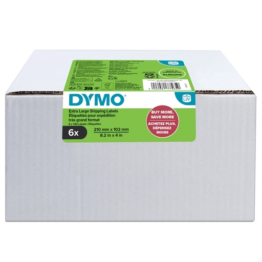 [D99570] Value Pack 6 rotoli etichette LW DHL102mmx210mm SOLO PER LW5XL Dymo
