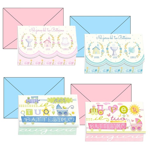 [D99606] Biglietto auguri Battesimo 4 soggetti ass. Kartos