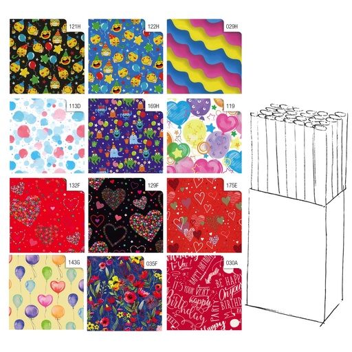 [D99633] Rotolo carta regalo Fantasia 70X200cm Rex Sadoch
