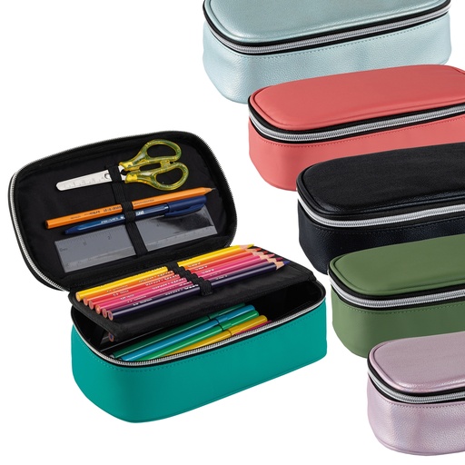 [D99746] Portapenne ovale XL 13x22x7cm colori assortiti Favorit