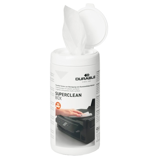 [D99764] Salviette Detergenti per superfici in plastica SUPERCLEAN BOX 100pz- Durable