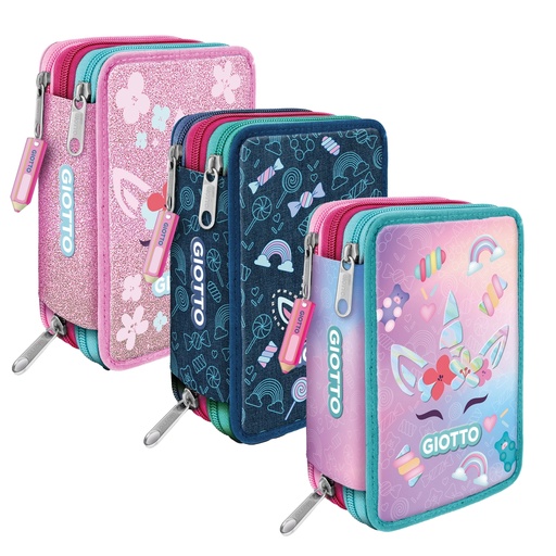[D99766] Astuccio 3 zip Candy collection fantasie assortite Giotto