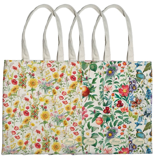 [D99818] Shopper Nature Flowers in eco cotone 42x38,5cm fantasie assortite Pigna