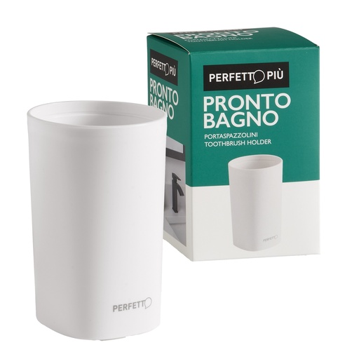 [D99824] Bicchiere porta spazzolini Pronto Bagno bianco Perfetto