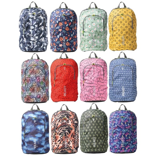 [D99830] Zaino Ready in tela dim. 28x44x15cm fantasie assortite InTempo