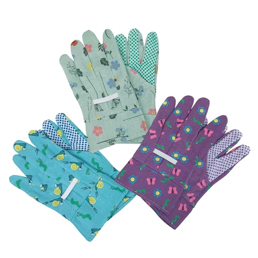 [D99841] Guanti da giardino bambino c/palmo puntinato in pvc taglia S fantasie assortite