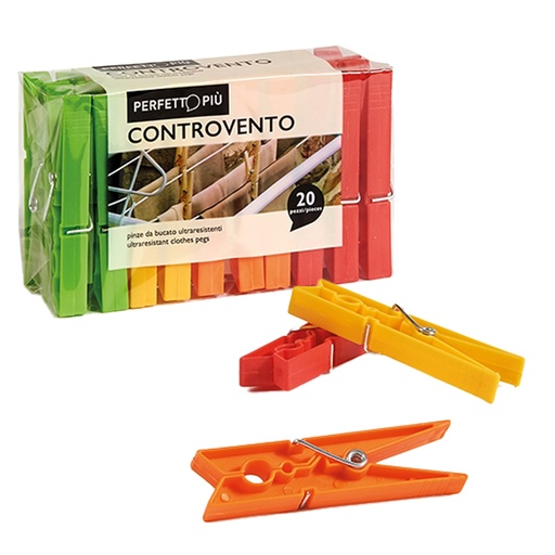 [D99962] 20 Mollette per la biancheria Controvento Colours Perfetto