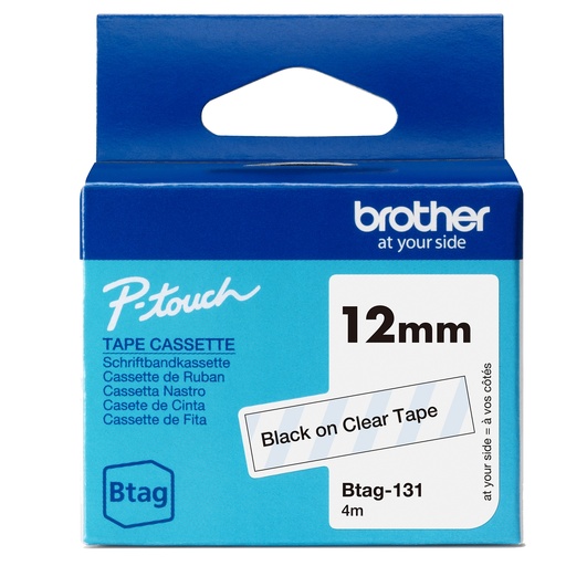 [DBROBTAG131] Brother Nastro BTAG131 da 12MM nero su trasparente - lunghezza 4 mt