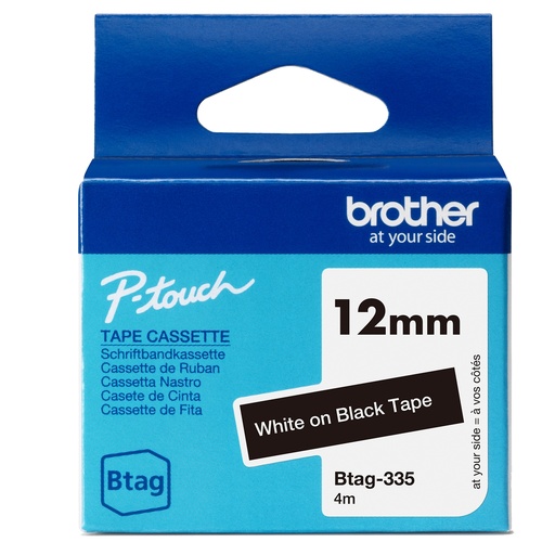 [DBROBTAG335] Brother Nastro BTAG335  da 12MM bianco su nero - lunghezza 4 m