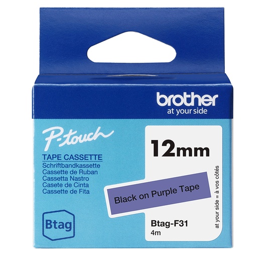 [DBROBTAGF31] Brother Nastro BTAGF31  da 12MM nero su viola - lunghezza 4 m