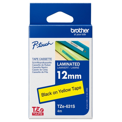 [DBROTZE631S] Brother Nastro laminato Nero/Giallo 12mm x 4 - TZE631S