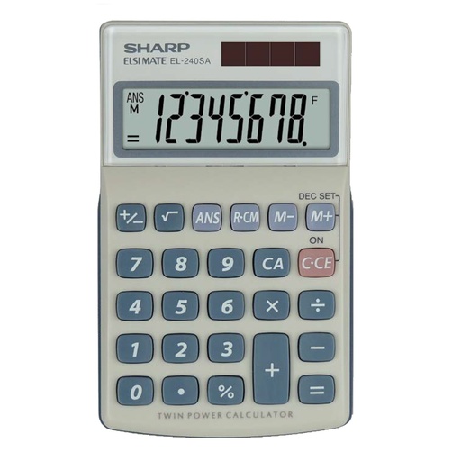 [DSHAEL240SAB] Sharp Calcolatrice tascabile EL240SAB Bianco/Grigio 8 cifre