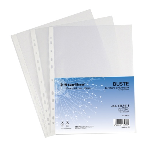 [DSTL7413] 50 BUSTE FORATE 22X30 LISCIO Medium Starline