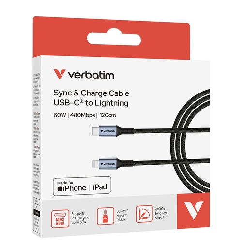 [DVERB31844] Verbatim Cavo di sincronizzazione e ricarica da  USB-C a Lightning_120 cm