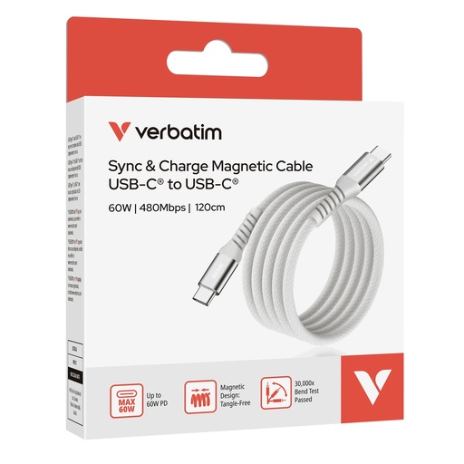 [DVERB31850] Verbatim Cavo Magnetico Sync  Charge USB-C to USB-C 60W  120 cm_Grigio