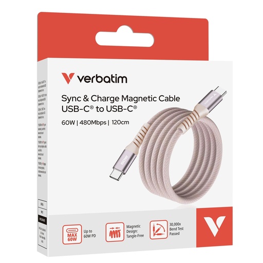 [DVERB31853] Verbatim Cavo Magnetico Sync Charge USB-C to USB-C 60W  120 cm_Rosa