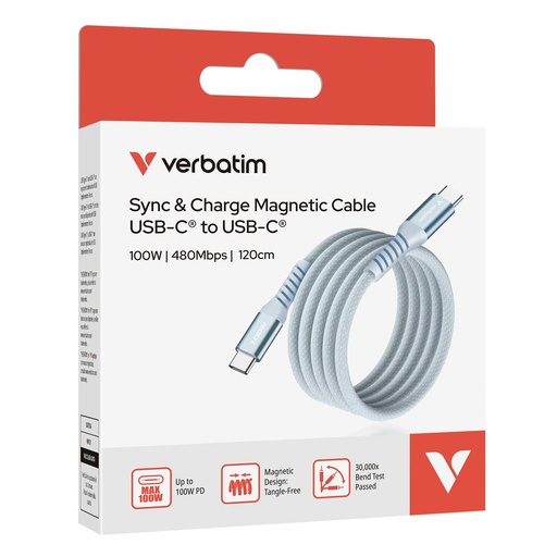 [DVERB31856] Verbatim Cavo Magnetico Sync Charge USB-C to USB-C 100W  120 cm_Blu