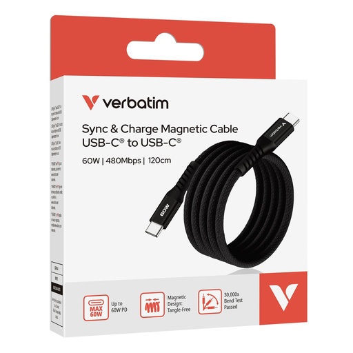 [DVERB31859] Verbatim Cavo Magnetico Sync  Charge USB-C to USB-C 60W  120 cm_Nero