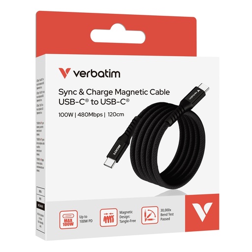 [DVERB31863] Verbatim Cavo Magnetico Sync Charge USB-C to USB-C 100W  120 cm_Nero