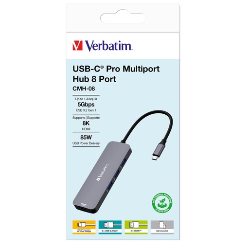 [DVERB32151] Verbatim USB-C Pro Multiport Hub 8 Port CMH-08