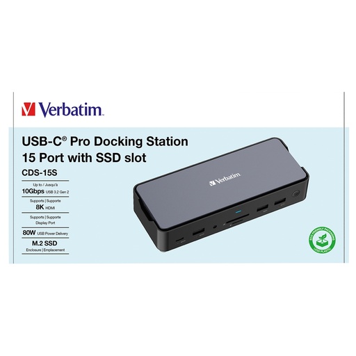 [DVERB32173] Verbatim USB-C Pro Docking Station 15 Port with SSD slot CDS-15S