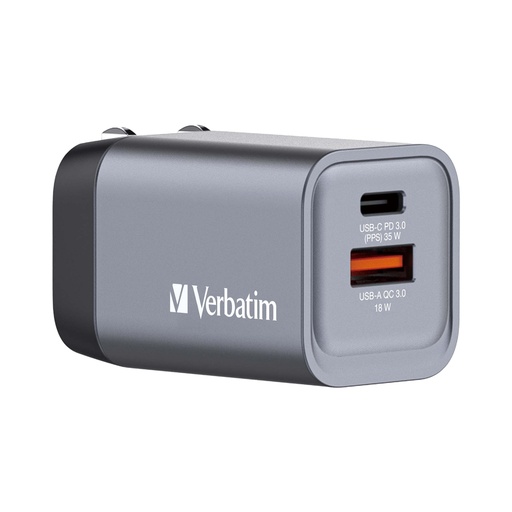 [DVERB32200] Adattatore da viaggio GNC-35- 1x USB-C PD 35W, 1x USB-A QC 3.0-35W-Verbatim
