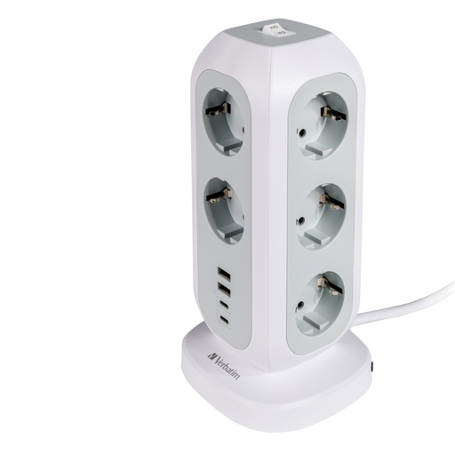 [DVERB49547] Torre di Alimentazione Multi-Spina EUPT-01 con 2 x USB-C / 2 x USB-A Verbatim