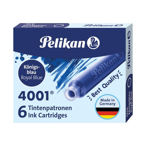 [D30116] SCATOLA 6 CARTUCCE INCHIOSTRO TP/6 BLU ROYAL PELIKAN 4001 (0ATM01)