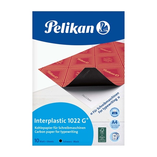 [D30473] CARTA CARBONE NERO INTERPLASTIC 1022G 10FG 21X31CM PELIKAN