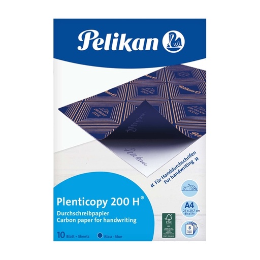 [D30476] CARTA RICALCO BLU PLENTYCOPY200 10FG 21X29,7CM PELIKAN