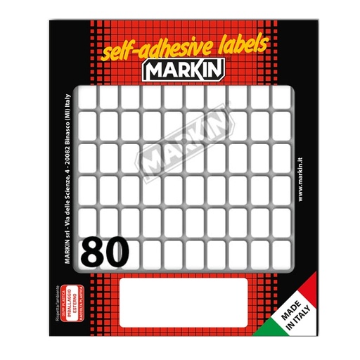 [D31075] Etichetta adesiva bianca 16x10mm (10fogli x 80etichette) Markin